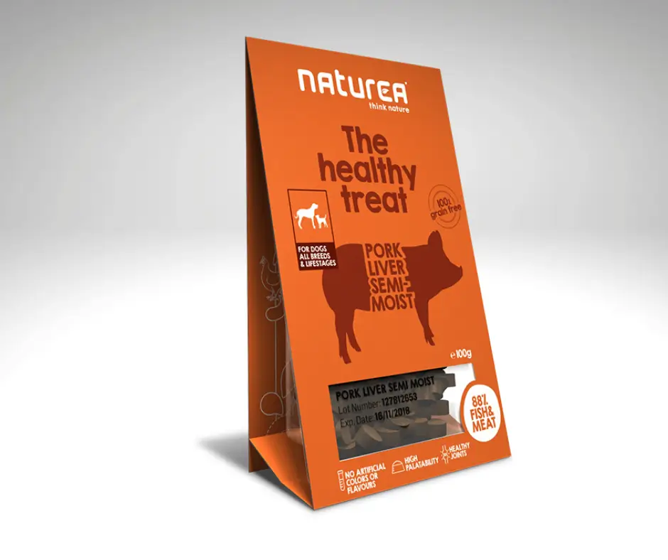 Sachet de Friandises Foie de Porc présenté de face.