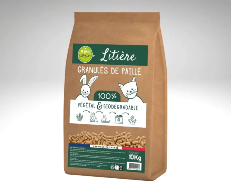 Sac de Litière pellets de paille présenté de face.