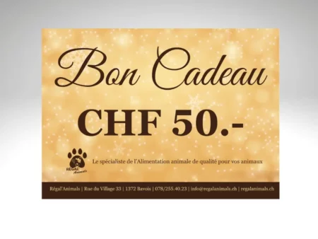Bon cadeau CHF 50.- sur fond doré avec paillettes