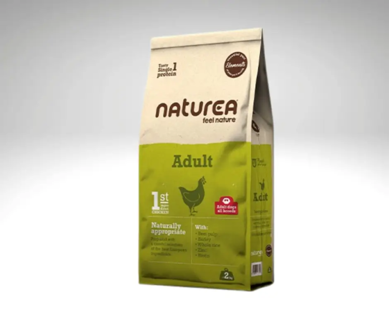 Sac de croquettes Elements Poulet Adulte Naturea. Alimentation complète, sans gluten et riche en protéines pour chien adulte de toutes races.