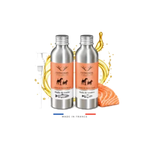 Huile de poisson Cernunos pour chien et chat, 2 variantes truite et saumon