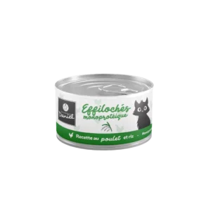 Effilochés monoprotéique Les Recettes de Daniel au poulet et riz pour chat, boîte 85 g