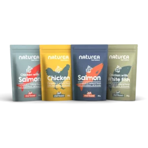 Pâtée Naturea sans céréales pour chat, gamme 4 saveurs sachets 85g
